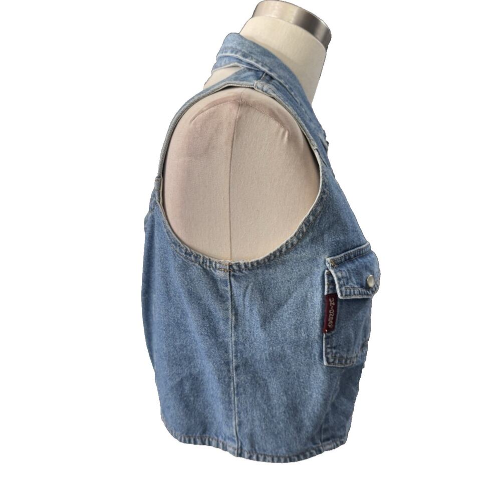 Vintage 90s Unionbay Cropped Denim Vest Snap Front Women's Size S/M Blue Jean - Picture 3 of 13